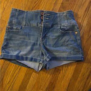 No Boundaries High Waist Blue Denim Shorts